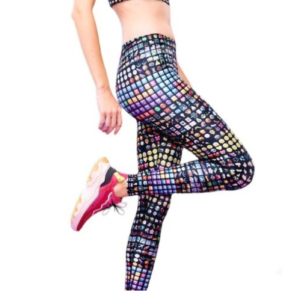 Terez Hi-Shine Leggings in Emoji Print